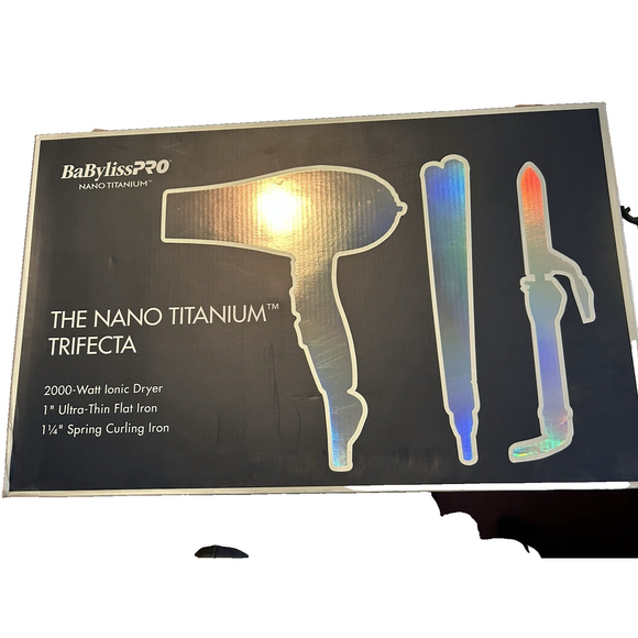 BaBylissPro Nano Titanium Trifecta Dryer Flat and Curling Iron New